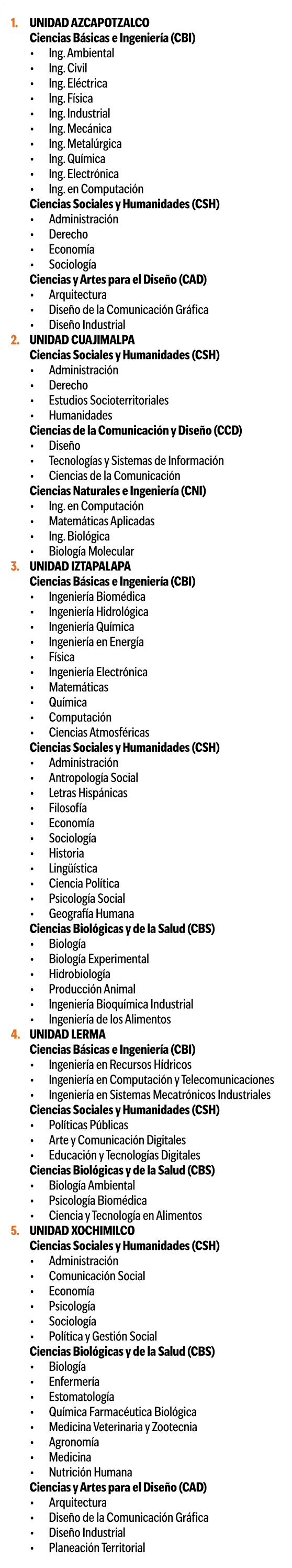 Unidad Azcapotzalco Ciencias B sicas e Ingenier a (CBI) Ing. Ambiental Ing. Civil Ing. El ctrica Ing. F sica Ing. In...