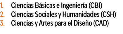 1. Ciencias B sicas e Ingenier a (CBI) 2. Ciencias Sociales y Humanidades (CSH) 3. Ciencias y Artes para el Dise o (C...