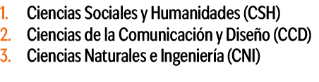1. Ciencias Sociales y Humanidades (CSH) 2. Ciencias de la Comunicaci n y Dise o (CCD) 3. Ciencias Naturales e Ingeni...