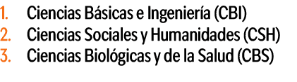 1. Ciencias B sicas e Ingenier a (CBI) 2. Ciencias Sociales y Humanidades (CSH) 3. Ciencias Biol gicas y de la Salud ...