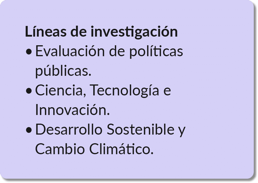 L neas de investigaci n Evaluaci n de pol ticas p blicas. Ciencia, Tecnolog a e Innovaci n. Desarrollo Sostenible y C...