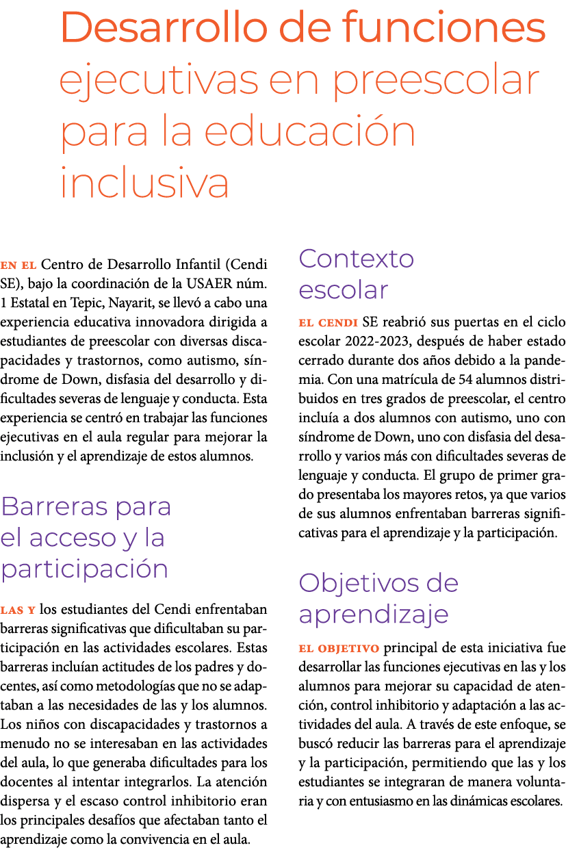 Desarrollo de funciones ejecutivas en preescolar para la educaci n inclusiva En el Centro de Desarrollo Infantil (Ce...