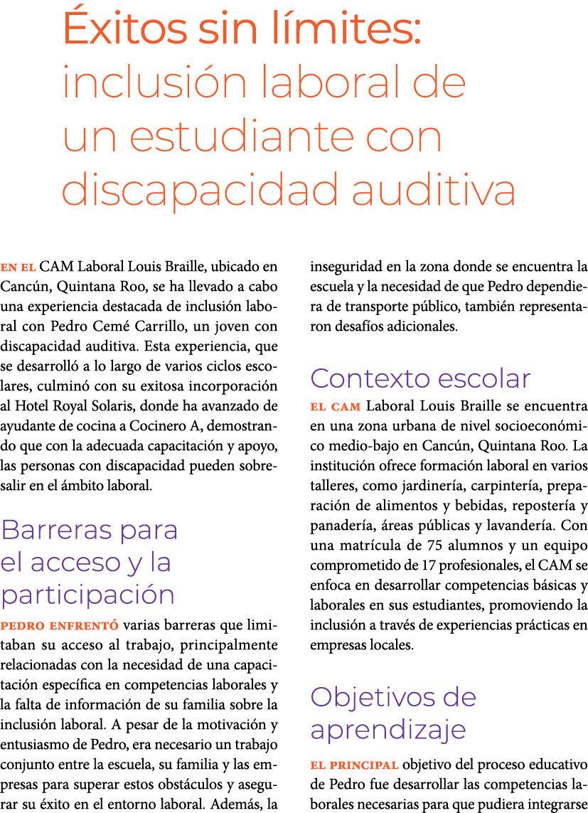  xitos sin l mites: inclusi n laboral de un estudiante con discapacidad auditiva En el CAM Laboral Louis Braille, ub...