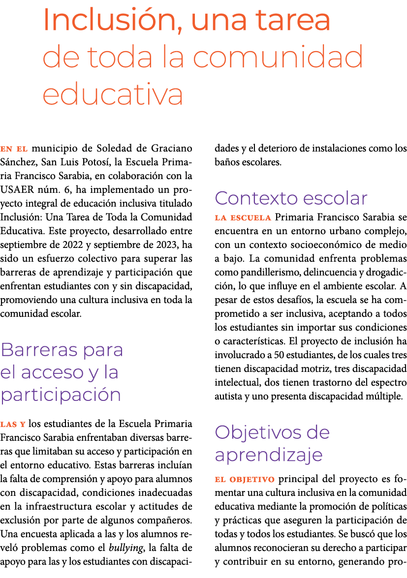 Inclusi n, una tarea de toda la comunidad educativa En el municipio de Soledad de Graciano S nchez, San Luis Potos ,...