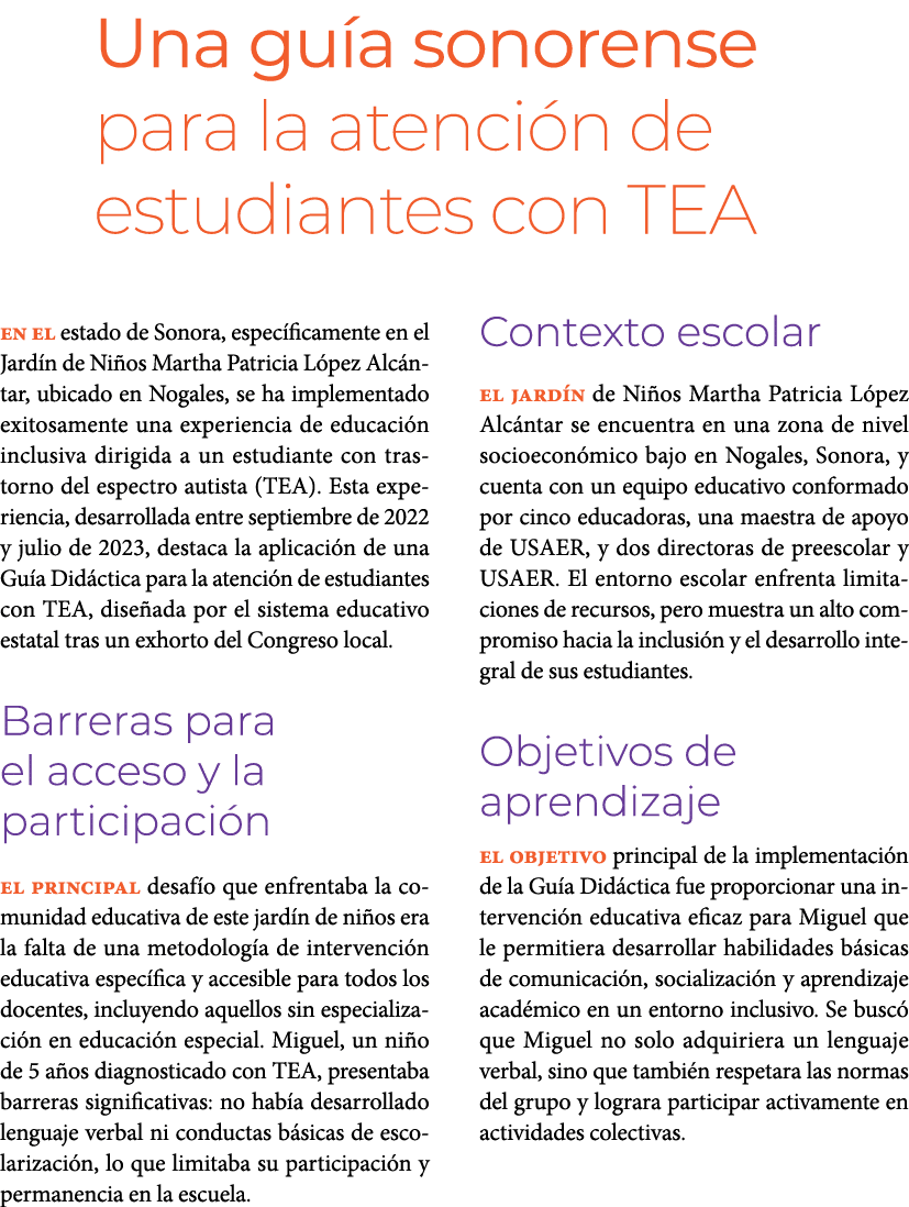 Una gu a sonorense para la atenci n de estudiantes con TEA En el estado de Sonora, espec ficamente en el Jard n de N...