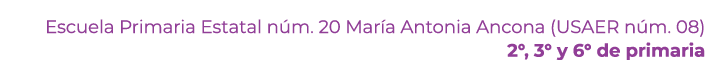 Escuela Primaria Estatal n m. 20 Mar a Antonia Ancona (USAER n m. 08) 2°, 3° y 6° de primaria 
