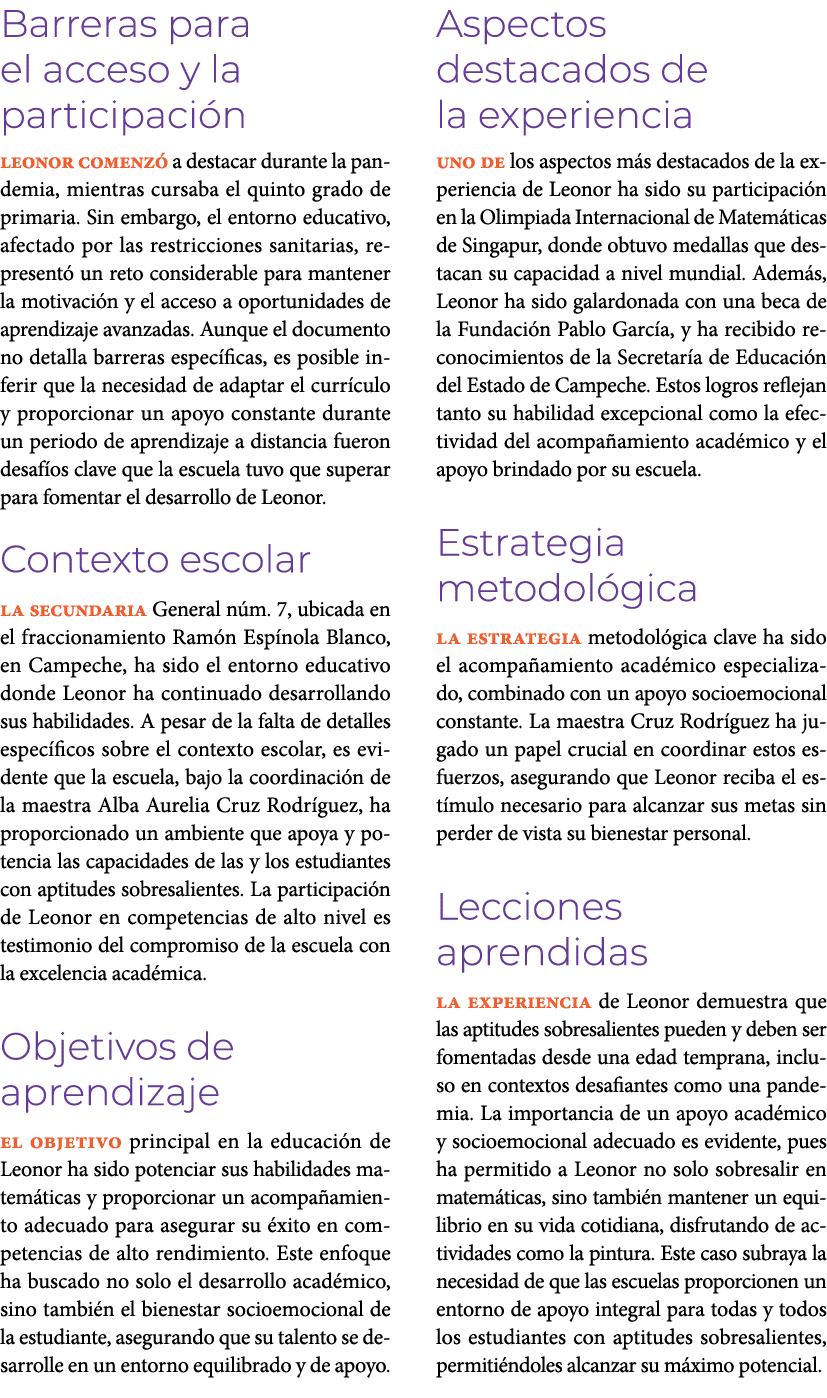 Barreras para el acceso y la participaci n Leonor comenz a destacar durante la pandemia, mientras cursaba el quinto ...