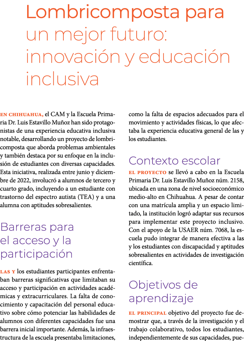Lombricomposta para un mejor futuro: innovaci n y educaci n inclusiva En Chihuahua, el CAM y la Escuela Primaria Dr....