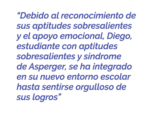  “Debido al reconocimiento de sus aptitudes sobresalientes y el apoyo emocional, Diego, estudiante con aptitudes sobr...