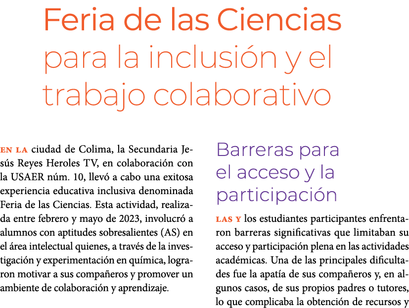 Feria de las Ciencias para la inclusi n y el trabajo colaborativo En la ciudad de Colima, la Secundaria Jes s Reyes ...