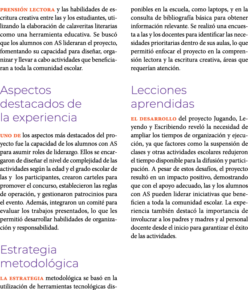 prensi n lectora y las habilidades de escritura creativa entre las y los estudiantes, utilizando la elaboraci n de ca...