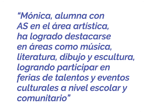  “M nica, alumna con AS en el rea art stica, ha logrado destacarse en  reas como m sica, literatura, dibujo y escult...