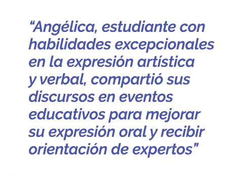  “Ang lica, estudiante con habilidades excepcionales en la expresi n art stica y verbal, comparti sus discursos en e...