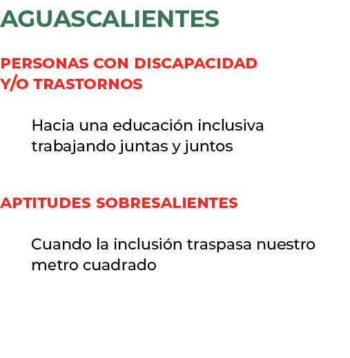 aguascalientes Personas con discapacidad y/o trastornos Hacia una educaci n inclusiva trabajando juntas y juntos apti...