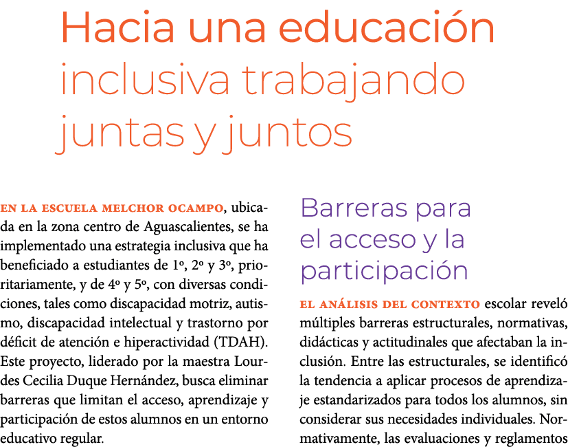 Hacia una educaci n inclusiva trabajando juntas y juntos En la Escuela Melchor Ocampo, ubicada en la zona centro de ...