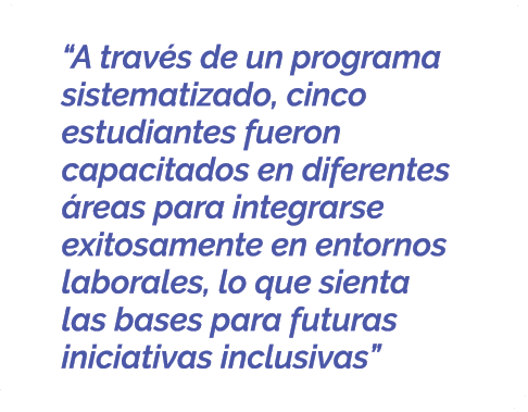  “A trav s de un programa sistematizado, cinco estudiantes fueron capacitados en diferentes reas para integrarse exi...
