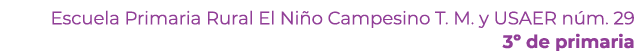 Escuela Primaria Rural El Ni o Campesino T. M. y USAER n m. 29 3º de primaria 