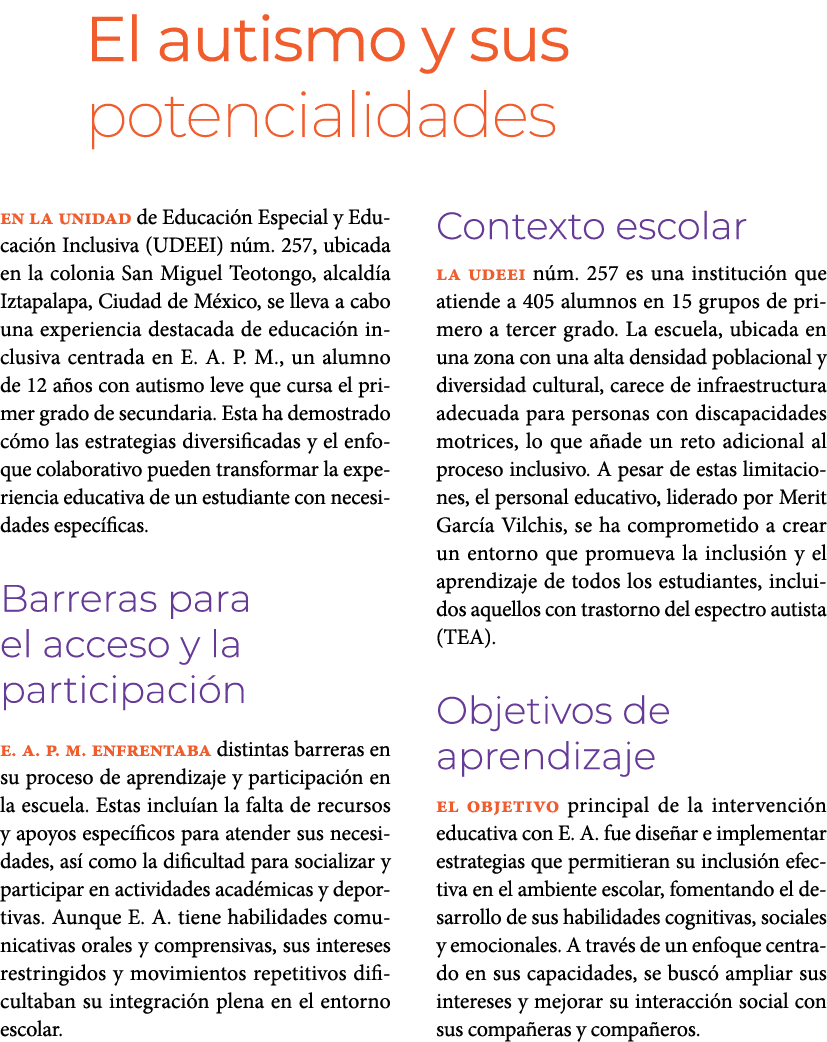 El autismo y sus potencialidades En la Unidad de Educaci n Especial y Educaci n Inclusiva (UDEEI) n m. 257, ubicada ...