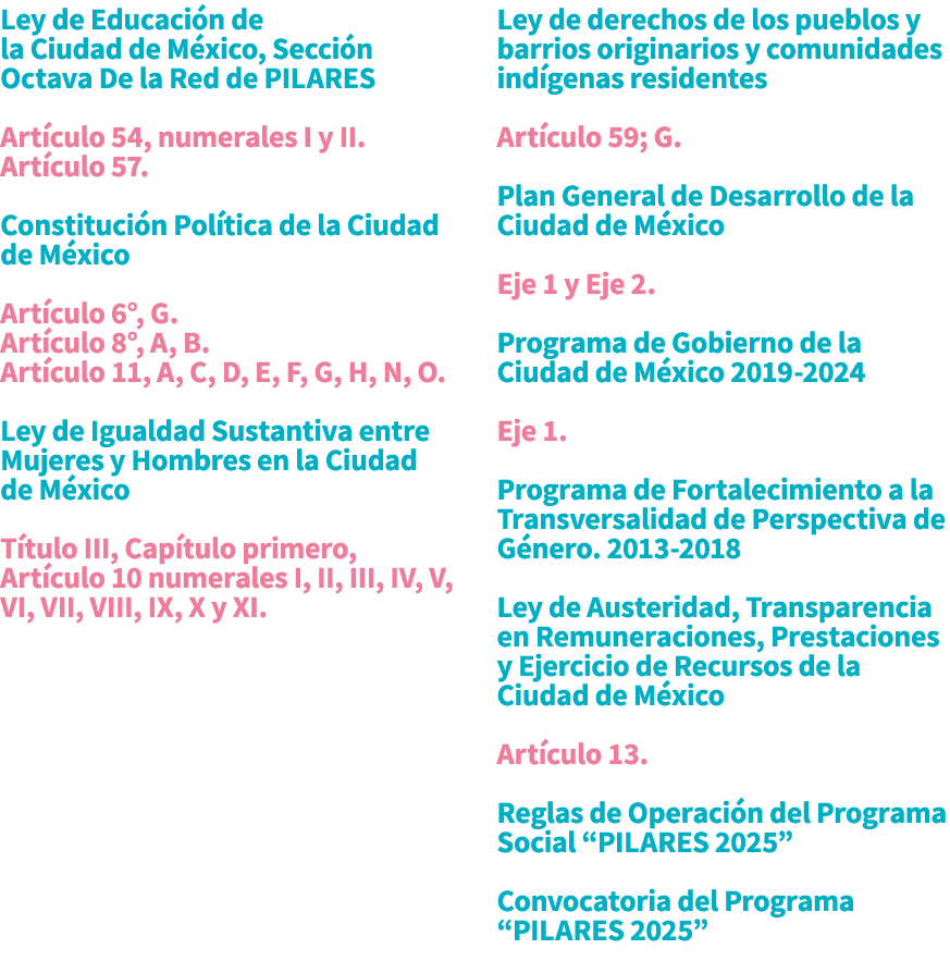 Ley de Educaci n de la Ciudad de M xico, Secci n Octava De la Red de PILARES Art culo 54, numerales I y II. Art culo ...